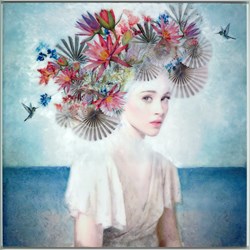 Su Horizonte by Laura Bofill - Original Glazed Mixed Media on Board sized 43x43 inches. Available from Whitewall Galleries